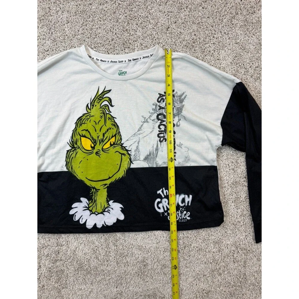 The Grinch x Justice Girls Pajama Top XL 16/18 Long Sleeve Christmas Shirt